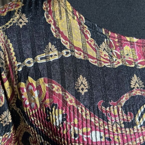 Slinky Brand top slinky asymmetrical paisley black red gold 1X FIRM on PRICE - Picture 3 of 8